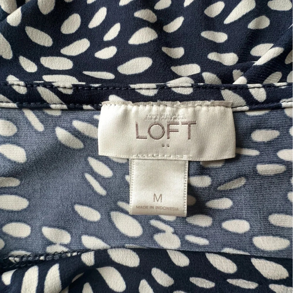 LOFT NWOT SLEEVELESS TIE WAIST DRESS NAVY BLUE & WHITE | SIZE: MEDIUM - Picture 10 of 10